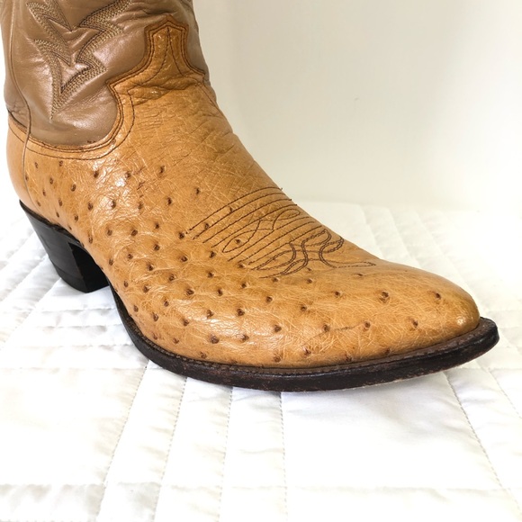 Vintage Justin 8737 Ostrich Quill Leather Boots. Sz 10E - Picture 8 of 15